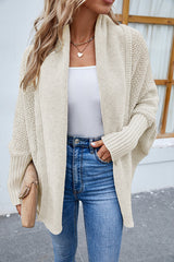 FIDOVIT Solid Round Neck Dolman Sleeve Cardigan