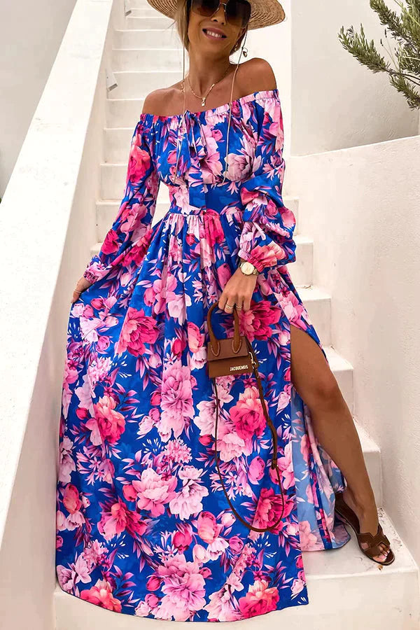 Our Love Connection Tropical Off Shoulder Maxi Dress