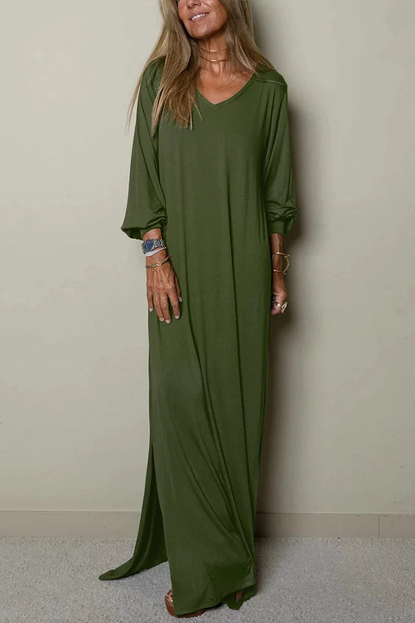 Women Casual V-neck Maxi Dress