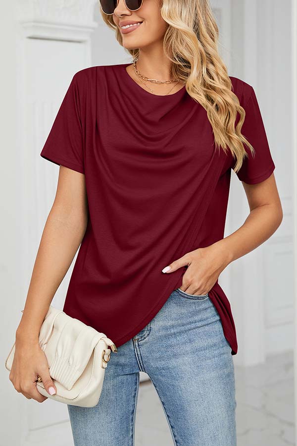 Something Casual Cowl Neck Wrap T-shirt