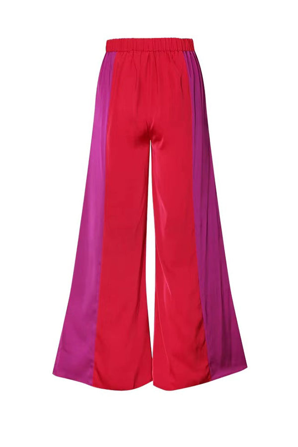 Get Obsessed Satin One Shoulder Top and Pocketed Color Block Pants Set