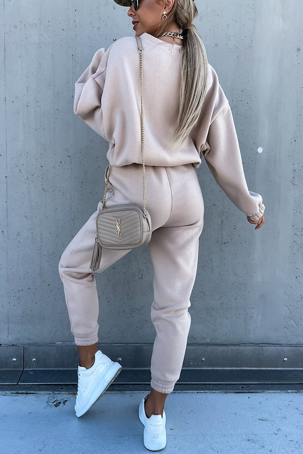 Worth It Sporty Style Solid Color Pants Suit