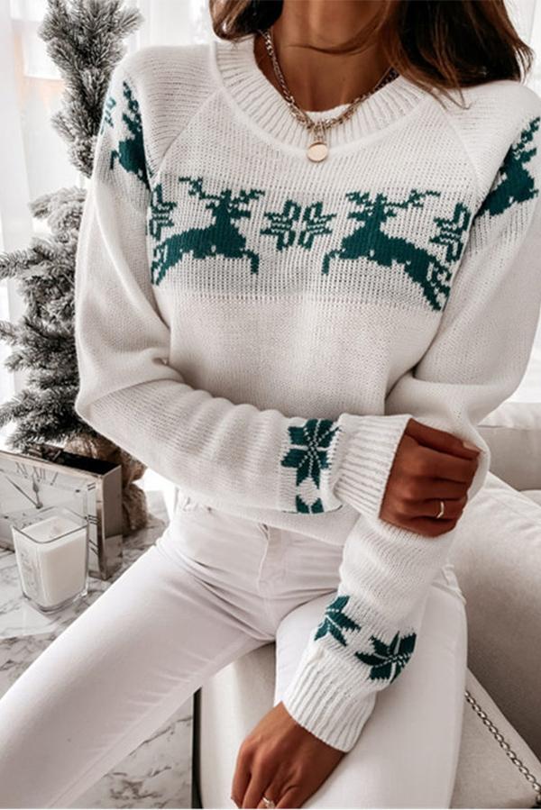 Women's Snowflake Long-sleeved Knitted Christmas Jumper Sweater