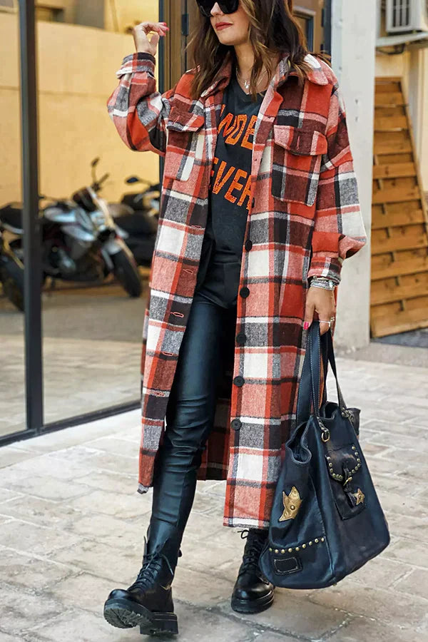 Women's Plaid Trench Coat