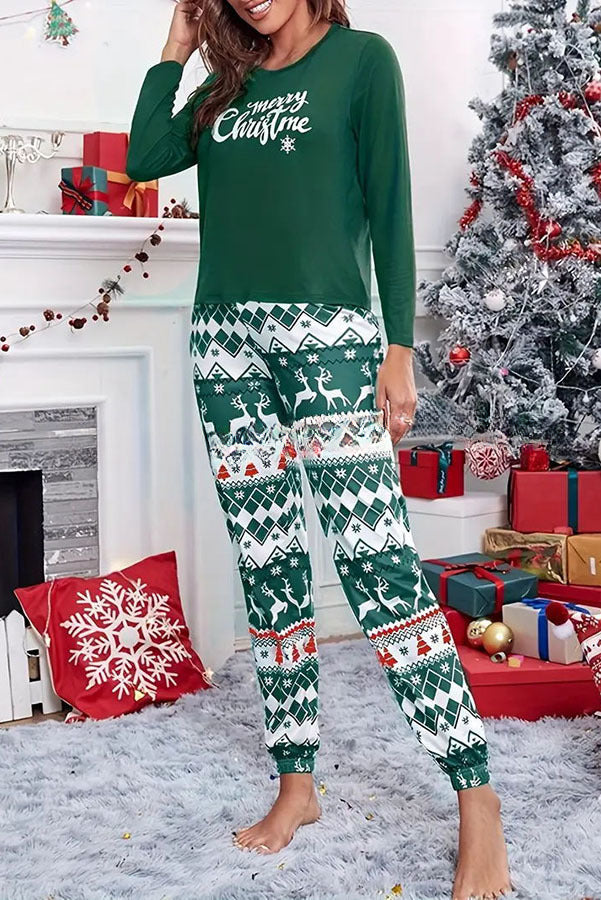 Christmas Is Calling Printed Elastic Waist Lounge Jogger Pajama Set