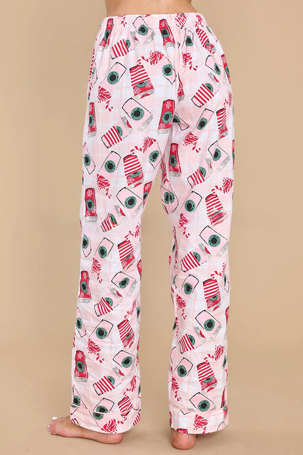 Need The Caffeine Print Elastic Waist Pocketed Dust Pajama Set