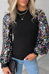 Disco Fever Sequin Sleeve Knit Top