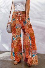 Moxy Bohemian Patchwork Drawstring Wide Leg Pants