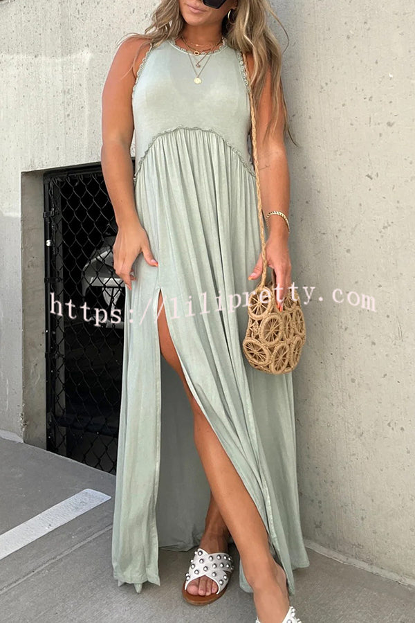 Slit Casual Simple Loose Maxi Dress