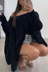 Shawl Style Knit Oversized Fluffy Sweater