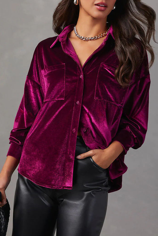 Buase Surprising Pocket Button Velvet Shirt