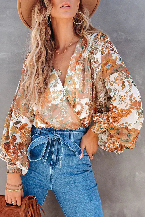 Chat with Me Floral Drape Blouse