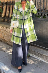 Cooler Weather Wishes Plaid Lapel Pocketed Loose Coat