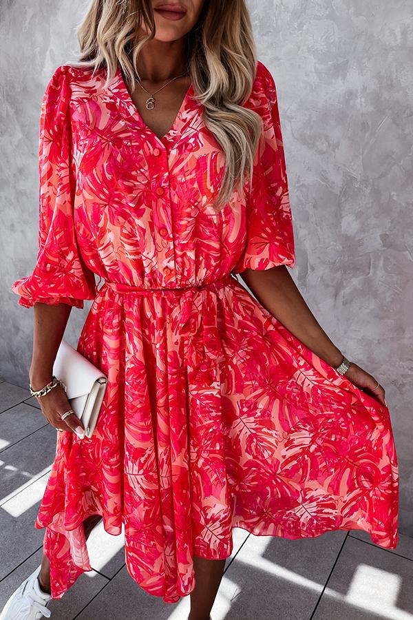 Forevermore Floral Irregular  Midi Dress