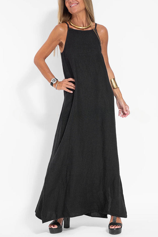 Less Is More Linen Blend Cami Slit Maxi Dress