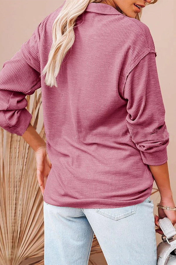 Casual Solid Color Long-sleeved Top Shirt