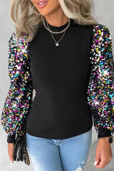 Disco Fever Sequin Sleeve Knit Top