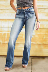 Sara High Rise Distressed Bell Bottom Denim