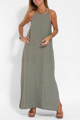 Less Is More Linen Blend Cami Slit Maxi Dress