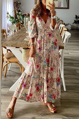 Friendly Smiles Paisley Floral Print Loose A-line Maxi Dress