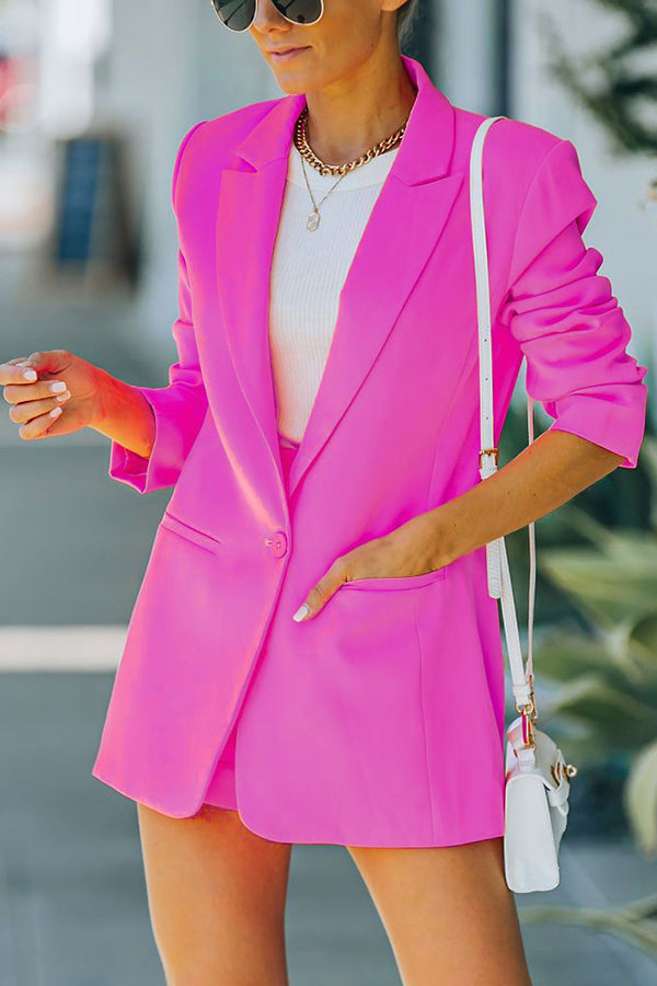 Standards Pocketed Bright Colour Blazer Shorts Suit