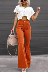 Autumn Mood Corduroy Pocketed Flare Pants