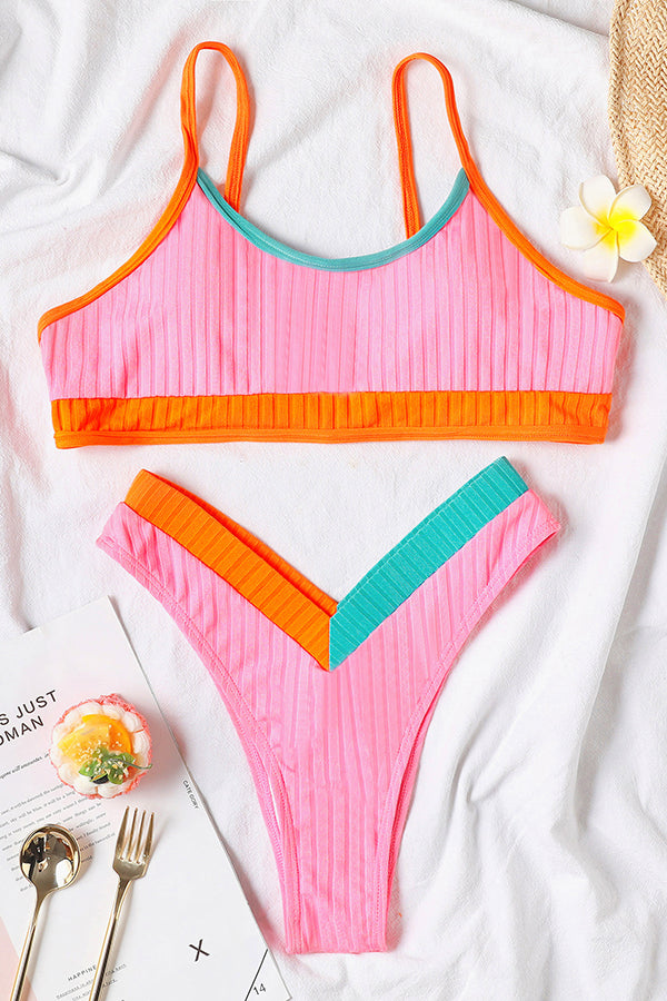 What A Vision Rainbow Side Ribbed Bikini Set