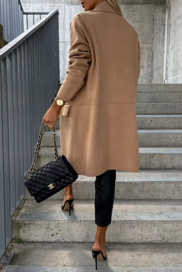 Moody Lapel Pocket Long Sleeve Coat