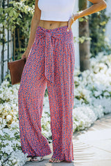 Kassidy Floral High Rise Tie Front Wide Leg Pants