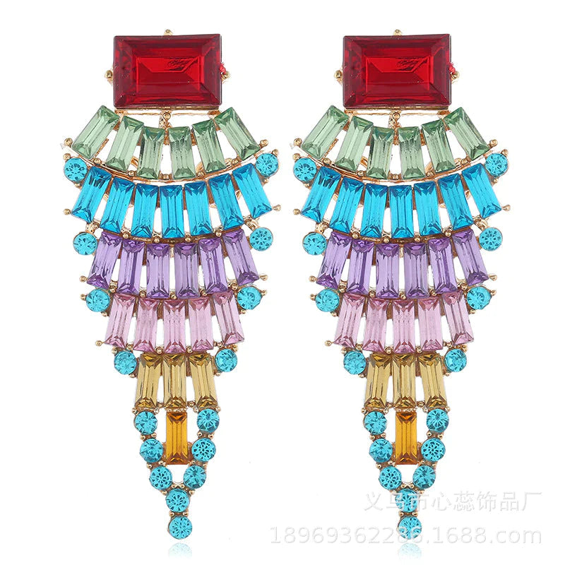 Exaggerated Diamond Cutout Drop Earrings