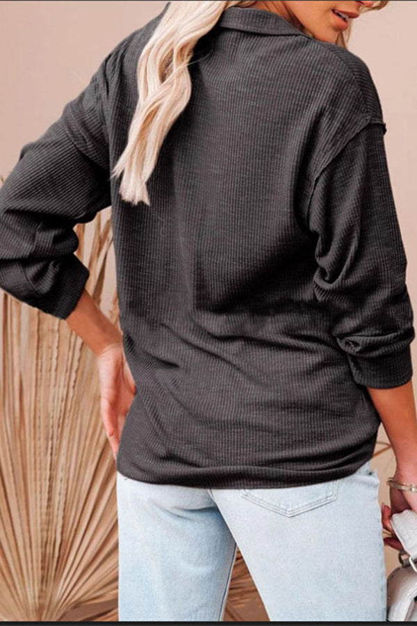 Casual Solid Color Long-sleeved Top Shirt