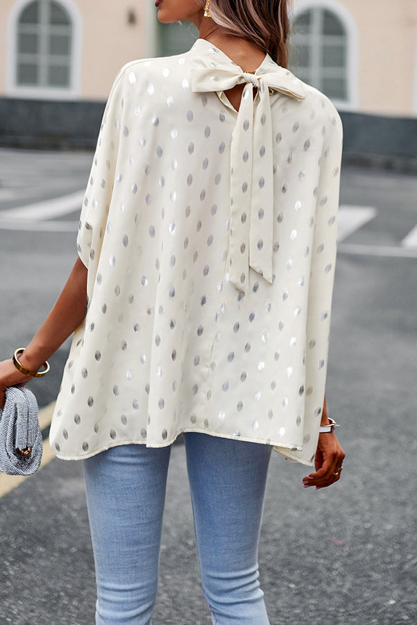 Eliana Polka Dot Print Dolman Sleeve Loose Blouse