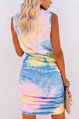 Tie-dye Smocked Cotton-blend Dress