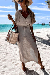 Queen of The Beach Tassel Cutout Knit Cover-up Dress