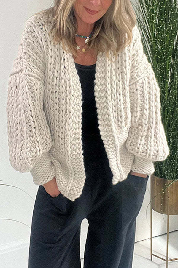 Touch of Fall Ballnoon Sleeve Loose Cardigan