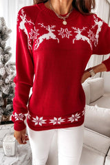 Women's Snowflake Long-sleeved Knitted Christmas Jumper Sweater