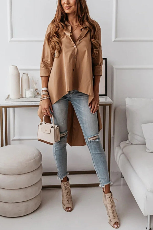 Dina Asymmetric Hem High Low Layer Blouse