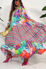 Bloom with A View Colorful Geometric Swing Maxi Dress