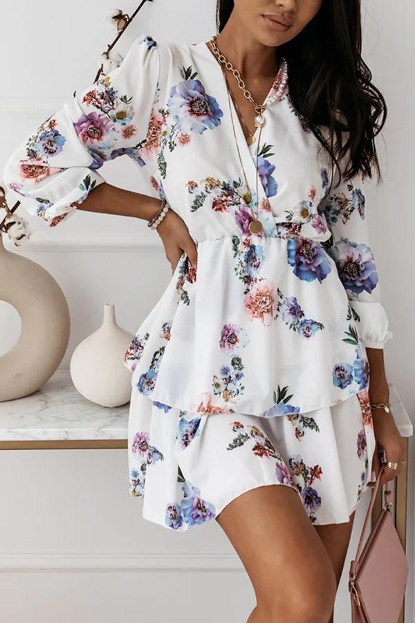 Cherished Time Floral Tiered Mini Dress