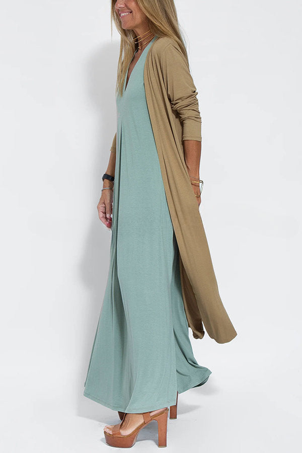 Shades of Happiness Knit Solid Color Slit Drape Cardigan