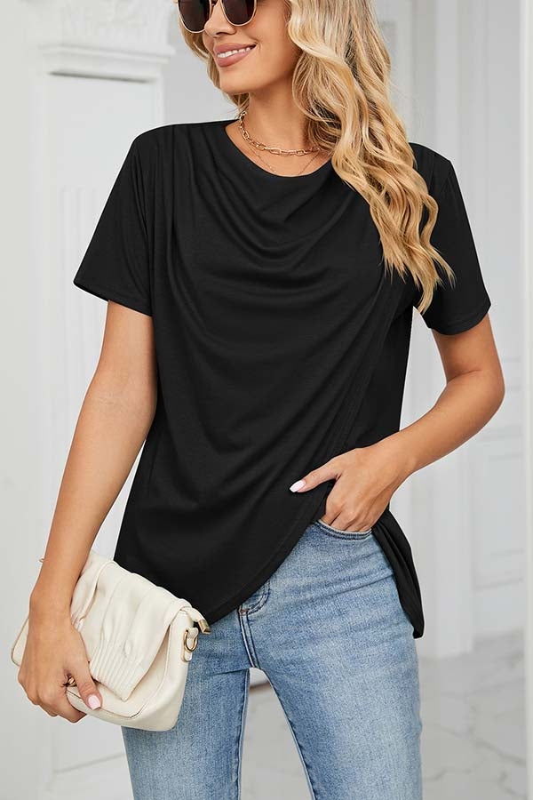 Something Casual Cowl Neck Wrap T-shirt