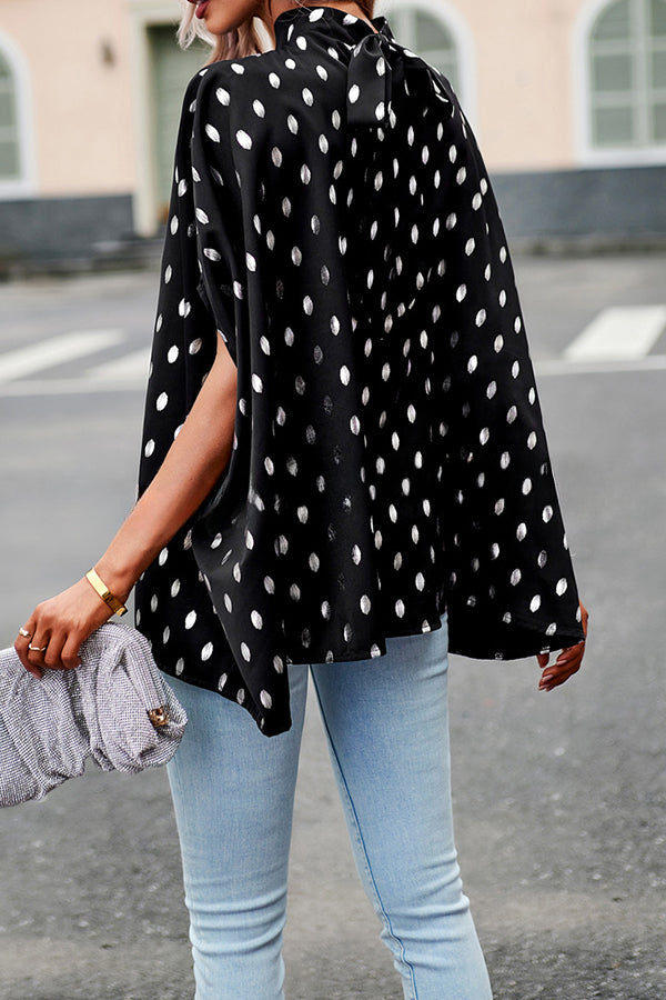 Eliana Polka Dot Print Dolman Sleeve Loose Blouse