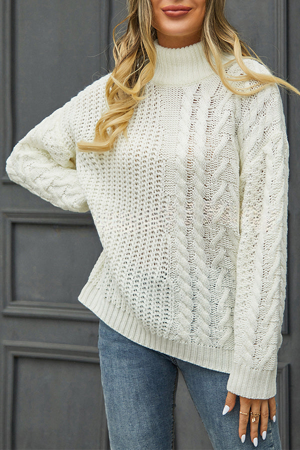 Solid Color Twist Knitted Pullover Knitted Long Sleeved Sweater