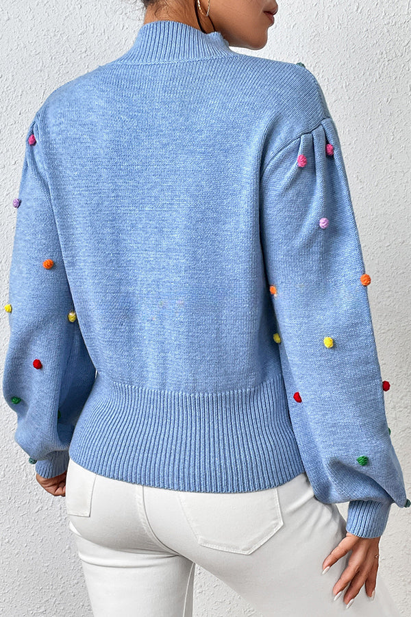 Karla Colorful Thread Ball Patchwork Crew Neck Pullover Sweater