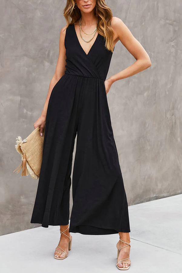 Daphne Pocketed Elastic Waist Wide Leg Jumpsuit