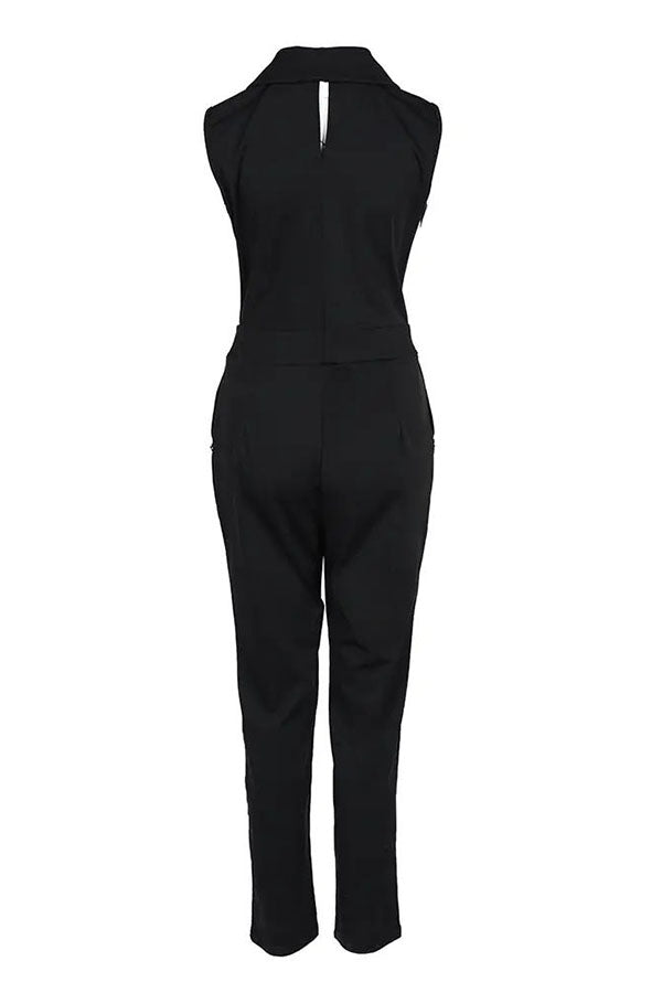 Peyton Button Decor Tied Detail Skinny Jumpsuit