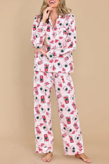 Need The Caffeine Print Elastic Waist Pocketed Dust Pajama Set