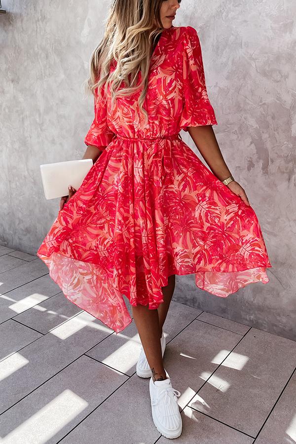 Forevermore Floral Irregular  Midi Dress