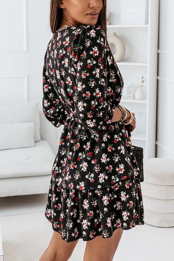 Cherished Time Floral Tiered Mini Dress