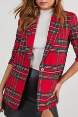 Eve Pocket Checked Long Sleeved Blazer